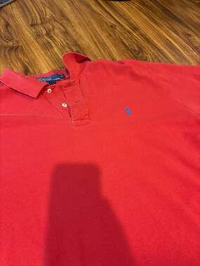 Vintage Polo Ralph Lauren Red Pique Cotton Short Sleeve Polo Shirt Men's XL